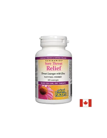 Echinamide® Sore Troat Relief/ При възпалено гърло х 60 таблетки за смучене с Цинк Natural Factors
