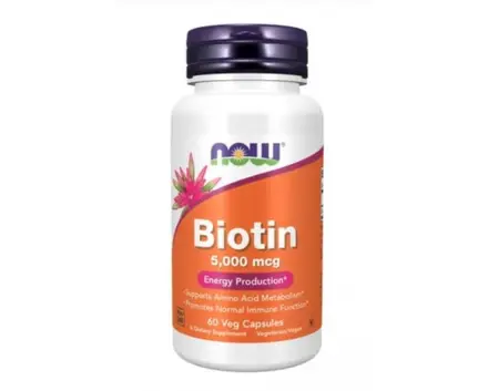 NOW ВИТАМИН Б-7 БИОТИН 5000 МКГ - 60 капсули / BIOTIN 5000 mcg - 60 Capsules
