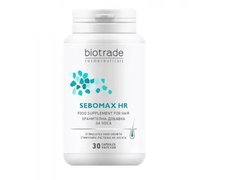 СЕБОМАКС HR ХРАНИТЕЛНА ДОБАВКА ЗА КОСА 30 капсули / BIOTRADE SEBOMAX HR